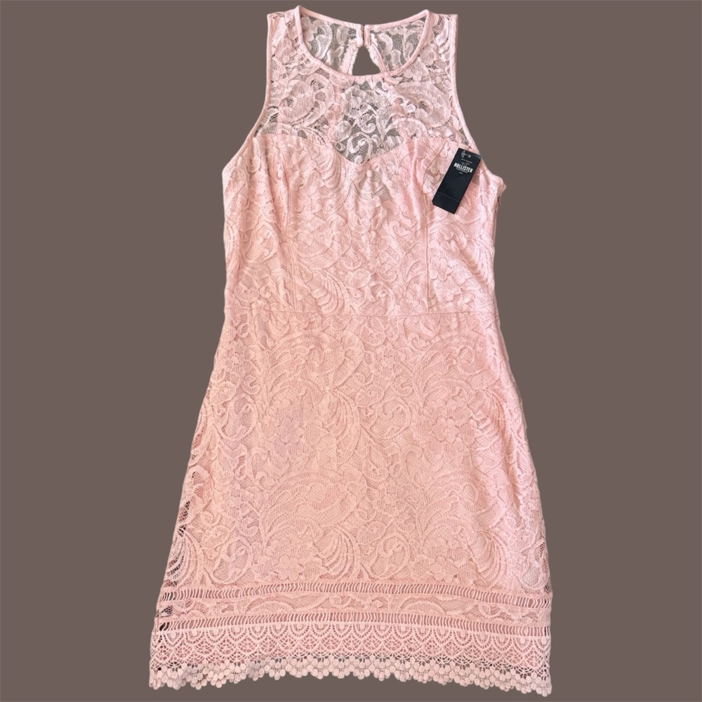 NWT Hollister Pink Floral Lace Dress - Boho Coquette Cocktail - Medium
